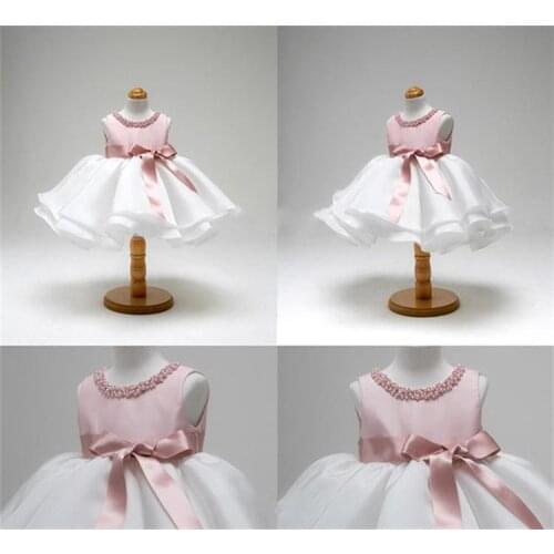 Baby Girls 1 Year Birthday Party Dresses Princess Baby Kids Clothes with Beadings Christening Dresses Baptism Gowns for Newborns