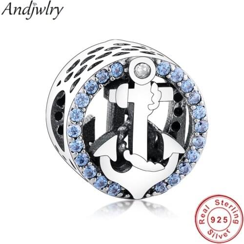 Fit Original Pandora Charms Bracelet 925 Sterling Silver Anchor Charm Pendant Beads DIY Jewelry Women Berloque