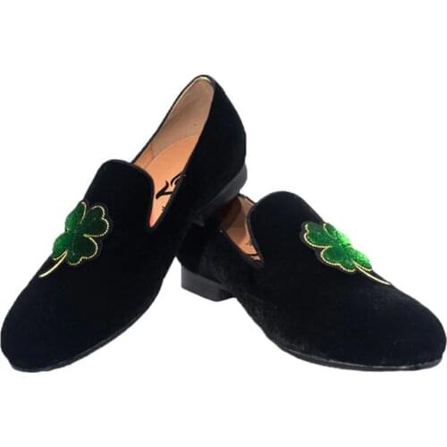 Casual Slip on Shoes Men JederS Clover Velvet Loafers Black Smoking Slipper Wedding Dress Party Driving Loafer Shoes Mens