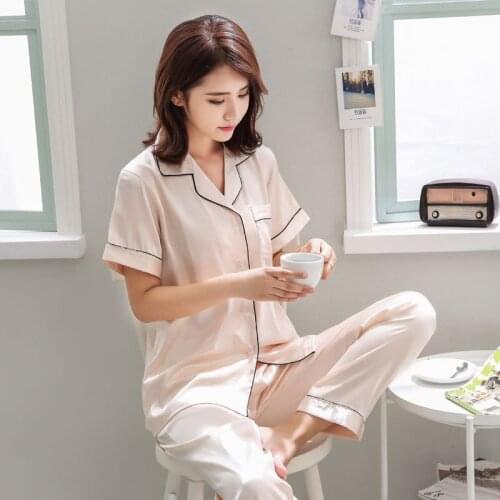 Luxury Pajama suit Satin Silk Pajamas Sets Couple Sleepwear Family Pijama Lover Night Suit Men & Women Casual Home Clothing