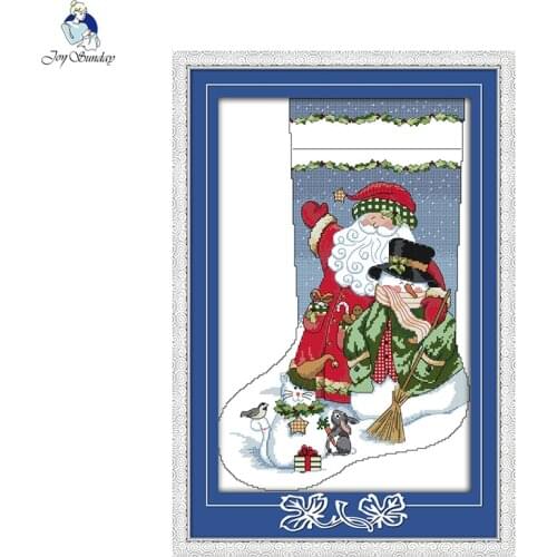 Joy sunday cartoon style Christmas stocking stamped fabric cross stitch patterns needlepoint kits for kids