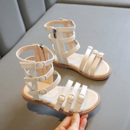 Children Sandals Shoes Girls Gladiator Zip Summer Breathable Princess Kid Party Fashion Beach Flat Toddler Baby