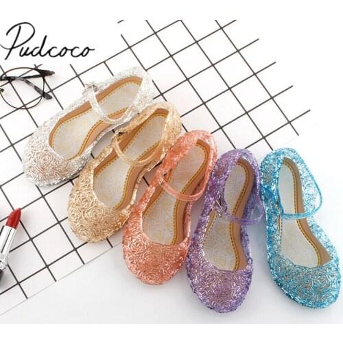 Kids Girls Crystal Jelly Sandals Fashionable Cute Elegant High-Heeled Shoes For Cosplay Party Dance Princess Shoes Candy Color