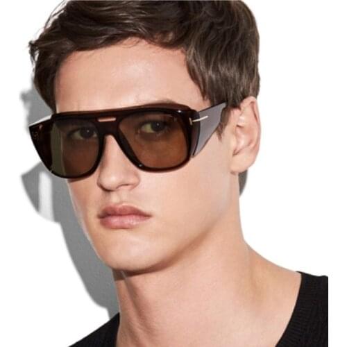 Fashion Oversized Square Sunglasses for Men Retro Flat Top Shades Luxury Brand T Sun Glasses Eyewear Female Wide Frame Glasses