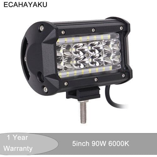 ECAHAYAKU LED Bar 90w 5 inch LED Work Light Bar driving light for Offroad Boat Car Tractor Truck 4x4 SUV ATV 12V 24V Off Road