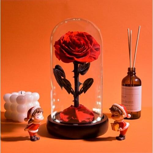 Eternal Rose Beauty and The Beast Rose Everlasting Artificial Flowers NIght Light In Glass Dome Christmas Valentine Wedding Gift