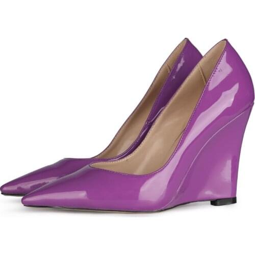 6 Colors Women Wedding Bridal Slip On Pointy Toe Casual Wedge Heel Shoes Pumps Plus Size New 2021