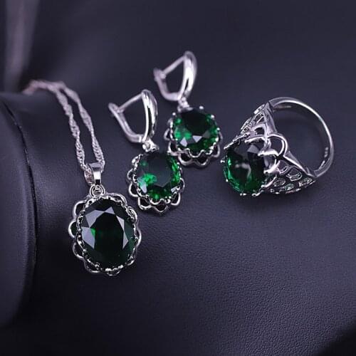 Flower basket Square Many Colors 925 Sterling Silver Jewelry For Women Earrings Ring Necklace Bracelet Set Big Discount