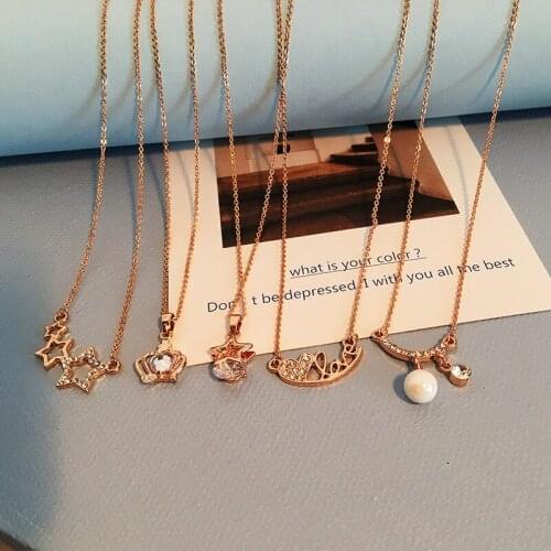 Vintage Pearl Necklaces For Women Multilayer Chain Crystal Moon Pendants Charm Gold Necklaces 2021 Bohemian Choker Jewelry