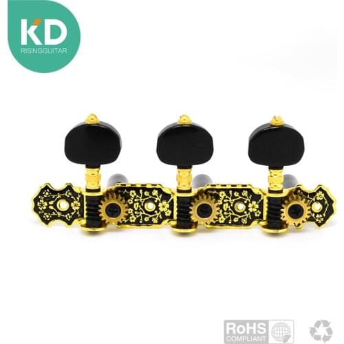 1 set Acoustic Classical Guitar Gold Black Tuning Keys Pegs String Tuner Machine Head with watch screw ratio 1:18