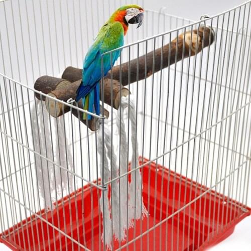 1Pcs Parrot Bird toy Portable Natural Wooden bite Claw Grinding stand bar with Cotton rope Hanging cage toys bird Standing Stick