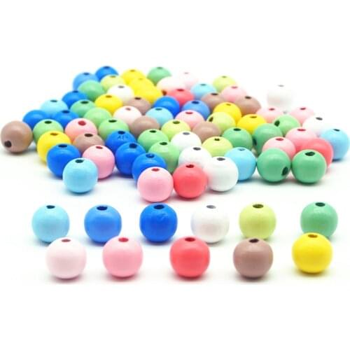 100pcs Wooden Beads Color 6-16mm Round Spacer Beading Wood Beads For Pacifier Clip Jewelry Findings Making DIY Necklace