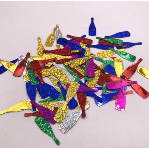 100pcs/lot 8*28mm Wine Bottle Shape Mixed Color PVC Loose Sequins Clothing DIY Sequins Sewing Wedding Lentejuelas Accessories