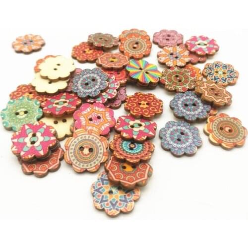 1000pcs 20mm Natural Buttons Sewing 2 Holes Flower Button Crafts Embellishments Cardmaking Scrapbooking