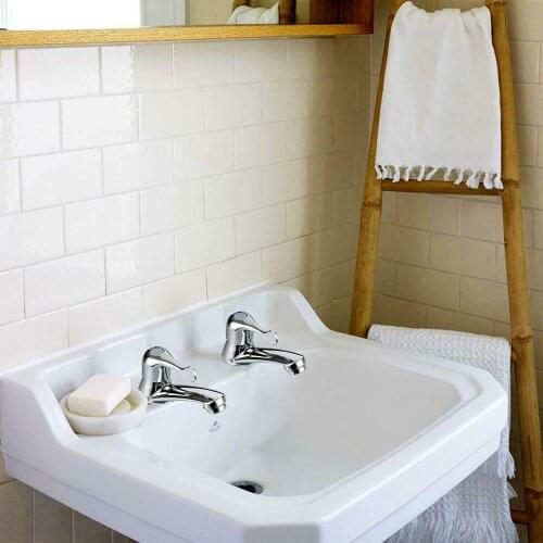 2Pcs Brass Chrome Bathroom Sink Taps Single Lever Basin Hot Cold Kitchen Tap