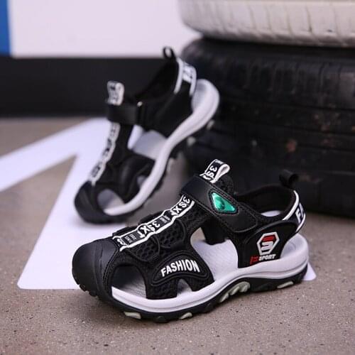 2020 Summer New Children Beach Sandals Mesh Kids Casual Shoes Boys Breathable Non-Slip Closed Toe Light Sport Sandals Size 27-38