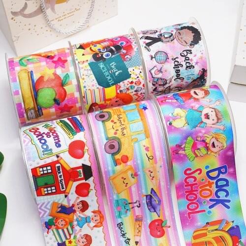 3 inch 75mm 38mm 25mm Characters Printed Grosgrain Ribbon 55577