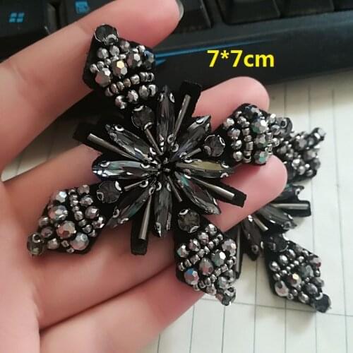 5pcs Hand-nail bead clothing patch bag DIY auxiliary materials heavy industries cross 3D bead patch hand decoration applique