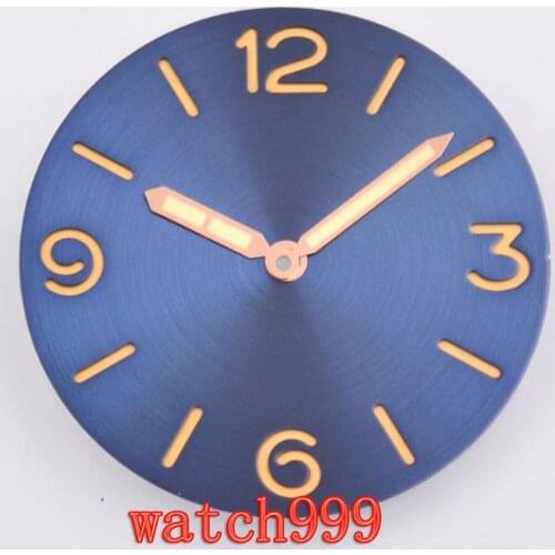 38.9mm parnis sandwich Blue Dial Rose gold hands Sterile watch dial fit ETA 6497 6498 ST3600 movement