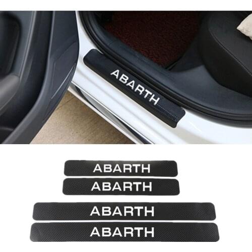 4pcs Carbon fiber Door Sill Scuff Car Door Plate Car Stickers For Fiat Punto Abarth 500 Stilo Ducato Palio badge Car Styling