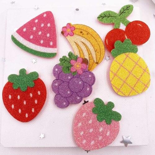 7PCS Felt Fabric Rainbow Glitter Variety of Fruits Applique Wedding DIY Sewing Patch Hair Bow Accessories DIY Craft E37