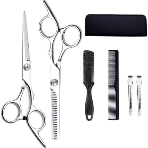 7PCS/Set 17cm Hair Scissors with Thinning Comb Hair Clips, Cutting Shears Thinning Shears Set for Professional and Personal