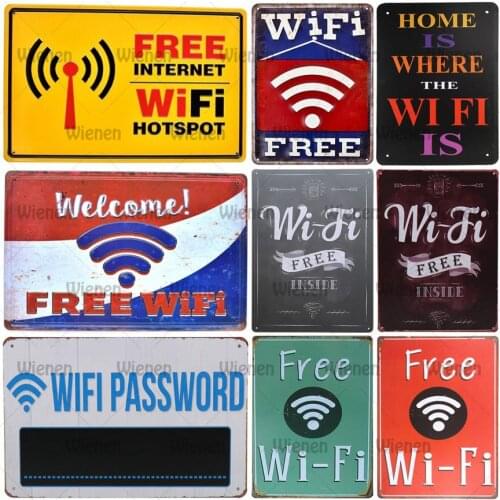 Welcome Free Wifi Home Is Where The Wifi Is Vintage Tin Sign Retro Metal Plate Painting Wall Decoration For Cafe Bar Pub Club