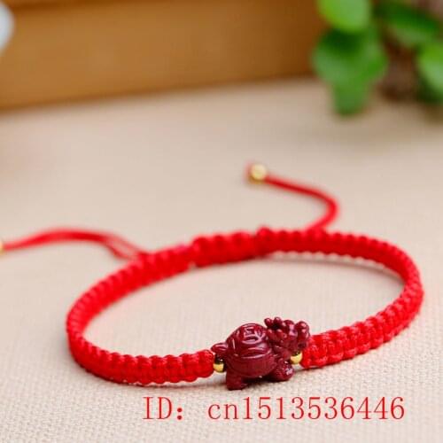 Customized Cinnabar Dragon Turtle Bead DIY Bracelet Woman Lucky Fashion Friendship Gift Red Bangles Handmade Knotted Jewelry