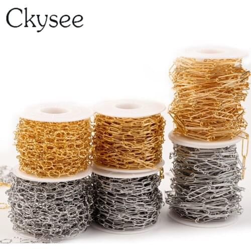 Ckysee 1meter/lot Gold Stainless Steel Chain Metal Oval Shaped Necklaces Chain DIY Jewelry Necklace Making Handmade Accessories