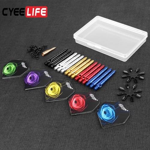 CyeeLife 40mm+5mm Aluminium Dart Shafts And Darts Flights Set Dardos Feather Leaves Dart Accessories Set Colors dart tool