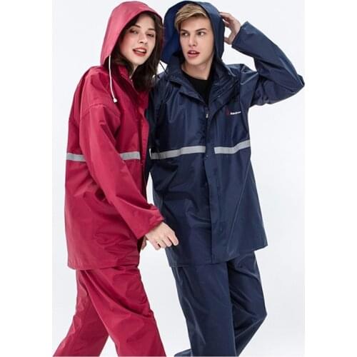 Hot Men Women Outdoor Camping Fishing Raincoat Suit Split Jacket Pants Hooded Clothes Waterproof 2 Layer Camo Motorcycle Poncho