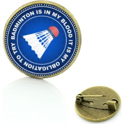 JWEIJIAO men women fashion photo jewlery Love Badminton brooches pins high quality handmade sports lover badge brooch gifts