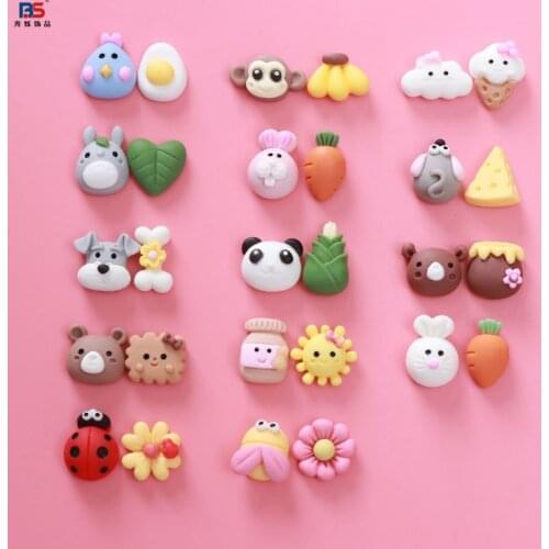 10Sets Mini mixed Cartoon Animal Fruits Flatback Resin Cabochon Accessories DIY Decoration Scrapbooking Craft for Jewelry Center