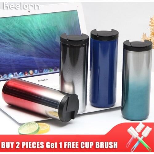 Keelorn 500ml Thermos Coffee Mug Double Wall Stainless Steel Tumbler Vacuum Flask bottle thermo Tea mug Travel thermos mug Therm