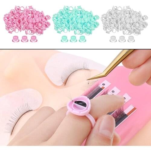 Eyelash Extension Rings Glue Ring Cups Finger Holder Smart Glue Cups Makeup Supplies Tools Eyelash Extension Supply