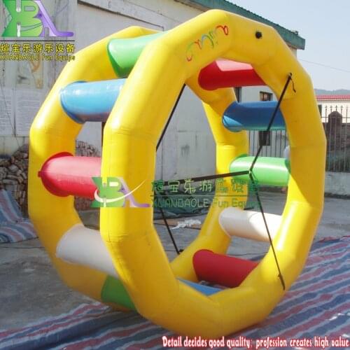 Commercial Grade Floating Inflatable Airtight Colorful Water Wheel For Sea Or Swimming Pool
