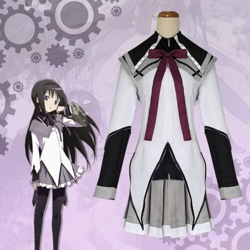 Puella Magi Madoka Magica Akemi Homura Cosplay Costume Short Ball Dress With Bowknots Cosplay Costume Homura Akemi Cosplay