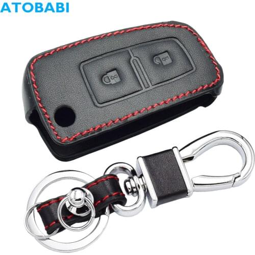 Leather Car Key Case For Nissan X-Trail Juke Qashqai Micra Pulsar 2014 2015 2016 2017 2018 Folding Remote Fob Protector Cover Ba
