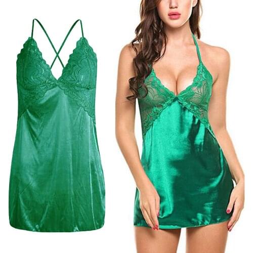 Ladies Babydoll Lingerie Lace Erotic Sleepwear T-back Set Slip Dress Nighty