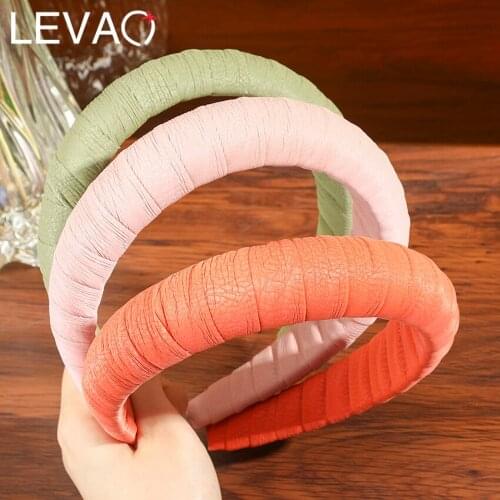 Levao New PU Padded Headbands For Women Solid Color Hairbands Bezel Hoop 2021 Fashion Hair Accessories Headwear