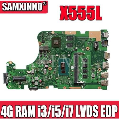 LVDS EDP For Asus W519L X555L X555LD X555LJ X555LF X555LB X555LJ X555LD laptop mainboard motherboard 4G RAM i3/i5/i7 2G GPU card