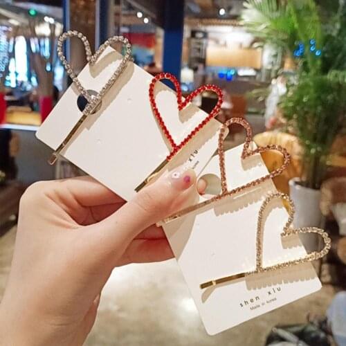Fashion Shiny Crystal Heart Shape Hairpins For Girl Simple Sweet Shining Rhinestone Cute Hairclips Hair Accessories Dropship