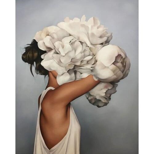 GATYZTORY Frame Picture Flowers Girl DIY Painting By Numbers Kit Modern Home Wall Art Picture By Numbers Home Decors