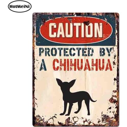 13*10cm Caution Protected By Chihuahua Warning Funny Car Sticker Dog Pet Car Window Decal Vinyl Waterproof Car Accessories