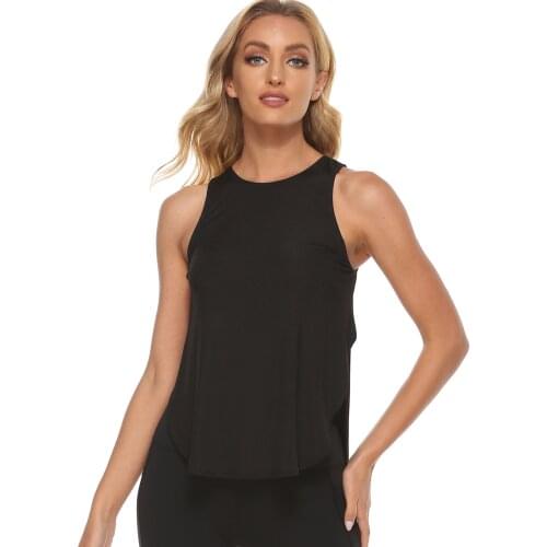 New Summer Cool Silk Yoga Fitness Sports Vest Professional Sexy Breathable Solid Top Vest Quick Dry Round Neck Loose Vest