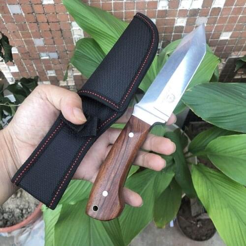 A3195 hunting straight knife tactical knifeFixed Knives,steel head+solid wood handle Survival Knife,Camping Rescue Knife tools
