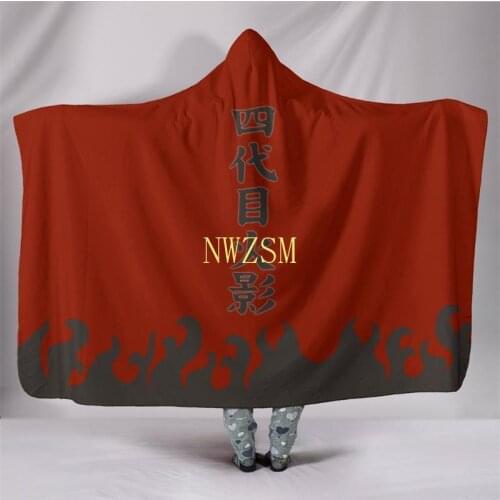 Wholesale Customized Anime kakaxi 3D Print Spot Plush Hooded Blanket For Adults Kid Warm Home Picnic Wearable Fleece Blankets