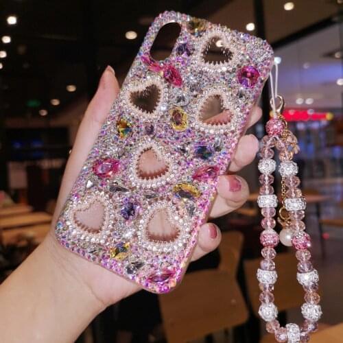 Full Diamond Pearl Love Heart Case Cover For Samsung Galaxy Note 20 10 9 8 S21 S20 FE Ultra S10E S10/9/8 Plus DIY Crystal Case