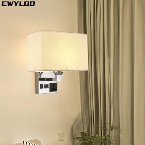 USB plug interface charging wall lamp creative bedroom with plug bedside led wall lamp hotel bedside lamp