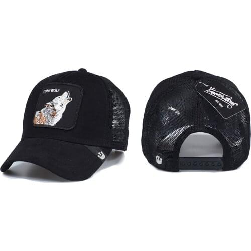 Wolf Pattern Animal Patterned Hat Black adjustable